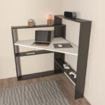 Γραφείο Kelly μελαμίνη μαύρο λευκό χρώμα 93 6x114cm ed16700 - Image 5