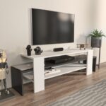 Έπιπλο tv Lenora λευκό ανθρακί 150x35x45cm ed16704 - Image 4