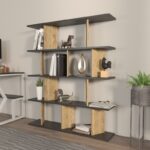 Βιβλιοθήκη Grace μαύρο δρυς μελαμίνη 120x24 6x141εκ ed16734 - Image 5