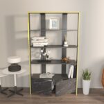 Βιβλιοθήκη Elena μαύρο μάρμαρο μελαμίνη 93 6x31 5x160εκ ed16744 - Image 3