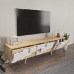 Έπιπλο τηλεόρασης Anafi oak λευκό 160x35x45cm ed16748 - Image 4