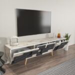 Έπιπλο τηλεόρασης Anafi λευκό marble 160x35x45cm ed16749 - Image 4