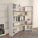 Βιβλιοθήκη Poyraz άσπρο δρυς μελαμίνη  163 5x22x150εκ ed16765 - Image 4