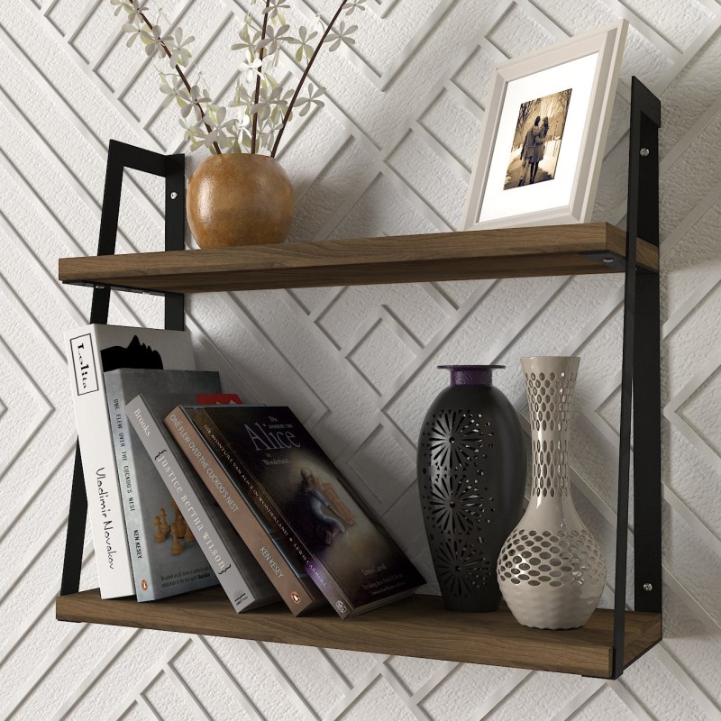 1678_0-800x800 Ραφιέρα Stella καρυδί μαύρο μελαμίνη μεταλλικός σκελετός 45 4x14 5x40 2εκ ed1678 - Image 1