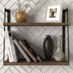 Ραφιέρα Stella καρυδί μαύρο μελαμίνη μεταλλικός σκελετός 45 4x14 5x40 2εκ ed1678 - Image 5