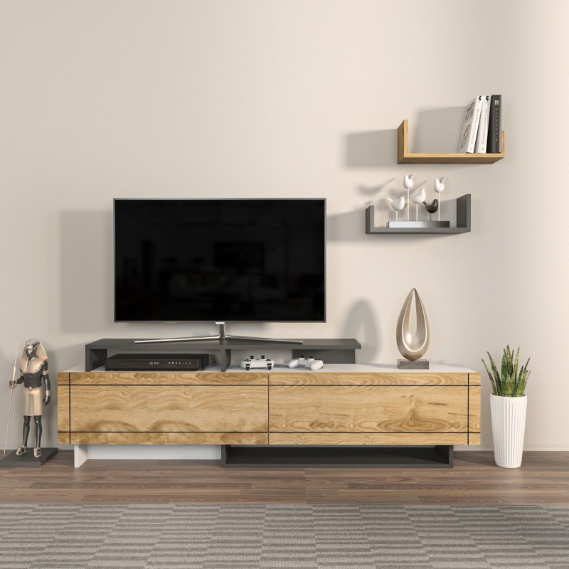 16790_0-800x800 Έπιπλο τηλεόρασης Tammy λευκό oak 180x36 8x54cm ed16790 - Image 1