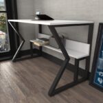 Γραφείο Veglia λευκό μαύρο 120x60x72 8cm μελαμίνη ed16798 - Image 5