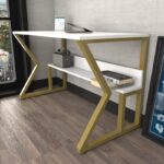 Γραφείο Veglia λευκό χρυσό 120x60x72 8cm μελαμίνη ed16799 - Image 5