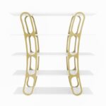 Βιβλιοθήκη Adar άσπρο χρυσό χρώμα μελαμίνη 120x25x120cm ed16824 - Image 3