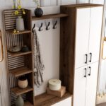 Έπιπλο εισόδου Viyana καρυδί άσπρο μελαμίνη μεταλλικά πόδια 150x35x200εκ ed168 - Image 4