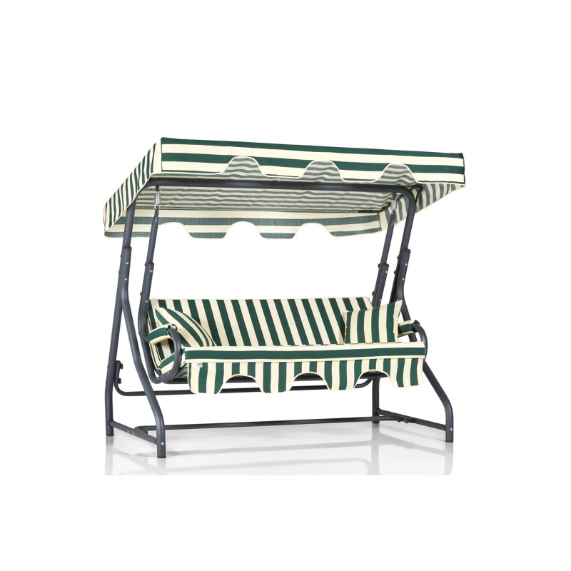 16919_0-800x800 Τριπλή Κουνιστή Καρέκλα Κήπου Ruta 17 - Green Cream ed16919 - Image 1