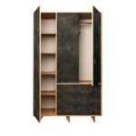 Ντουλάπα Chunky δρυς σκούρο γκρι μελαμίνη δερματίνη ξύλινα πόδια 120x52x187εκ ed1705 - Image 3