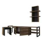 Έπιπλο TV Poesia χρώματος καρυδί μαύρο 180x34 8x45 9cm ed1717 - Image 4