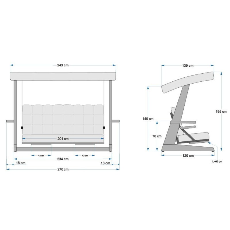 17206_0-800x800 Τριπλή Κουνιστή Καρέκλα Κήπου Luna Deluxe 2600 - Beige ed17206 - Image 1
