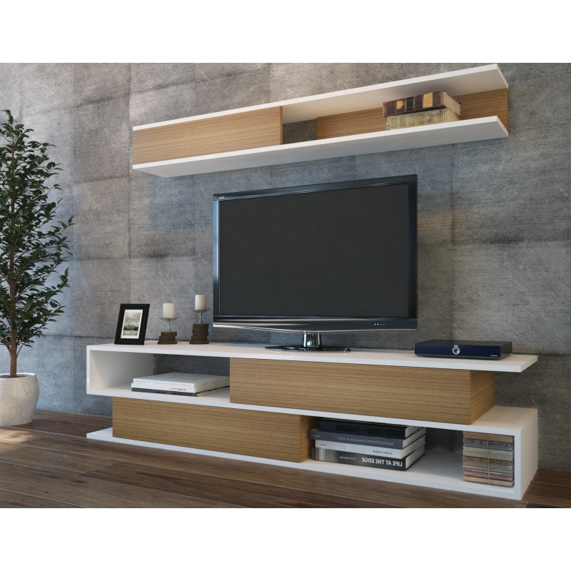1722_0-800x800 Έπιπλο τηλεόρασης Sims άσπρο Teak χρώμα 176x39x31 5cm ed1722 - Image 1