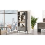 Βιβλιοθήκη Deo καφέ γκρι ανθρακί μελαμίνη μεταλλικός σκελετός 75 5x44 5x160 8εκ ed1730 - Image 5