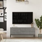 Έπιπλο TV Levante χρώματος ασημί μαύρο 120x35 5x46 4cm ed1732