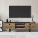 Έπιπλο tv Chieti καρυδί μαύρο χρώμα μελαμίνη 160x35x50 2cm ed1737