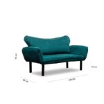 Διθέσιος Καναπές Κρεβάτι μέταλλο ύφασμα petrol μπλε 65x140x70 cm Chatto ed173 - Image 2