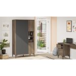 Ντουλάπα Air καφέ ανθρακί μελαμίνη 105x50x190 4εκ ed1742 - Image 4