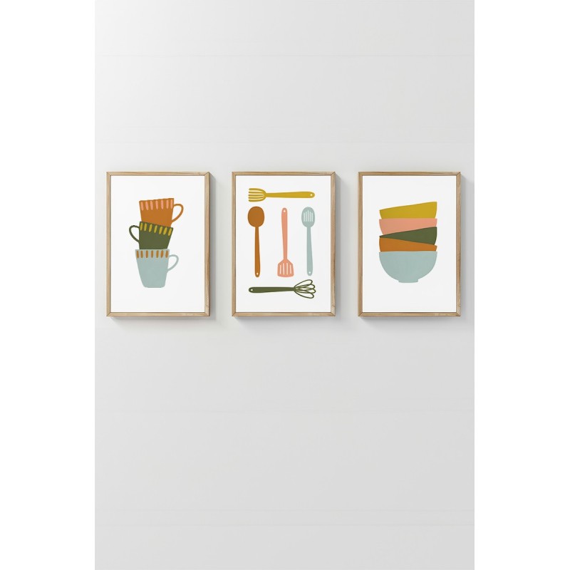 17613_0-800x800 Πίνακας με κορνίζα 3 τεμάχια Cook 33x48εκ ed17613 - Image 1