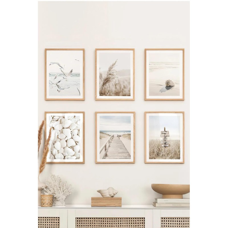 17615_0-800x800 Πίνακας με κορνίζα 6 τεμάχια Beach 33x48εκ ed17615 - Image 1