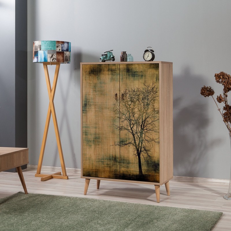 1765_0-800x800 PIANETA ΠΑΠΟΥΤΣΟΘΗΚΗ OAK ΜΕΛΑΜΙΝΗ 80x36xH127cm ed1765 - Image 1