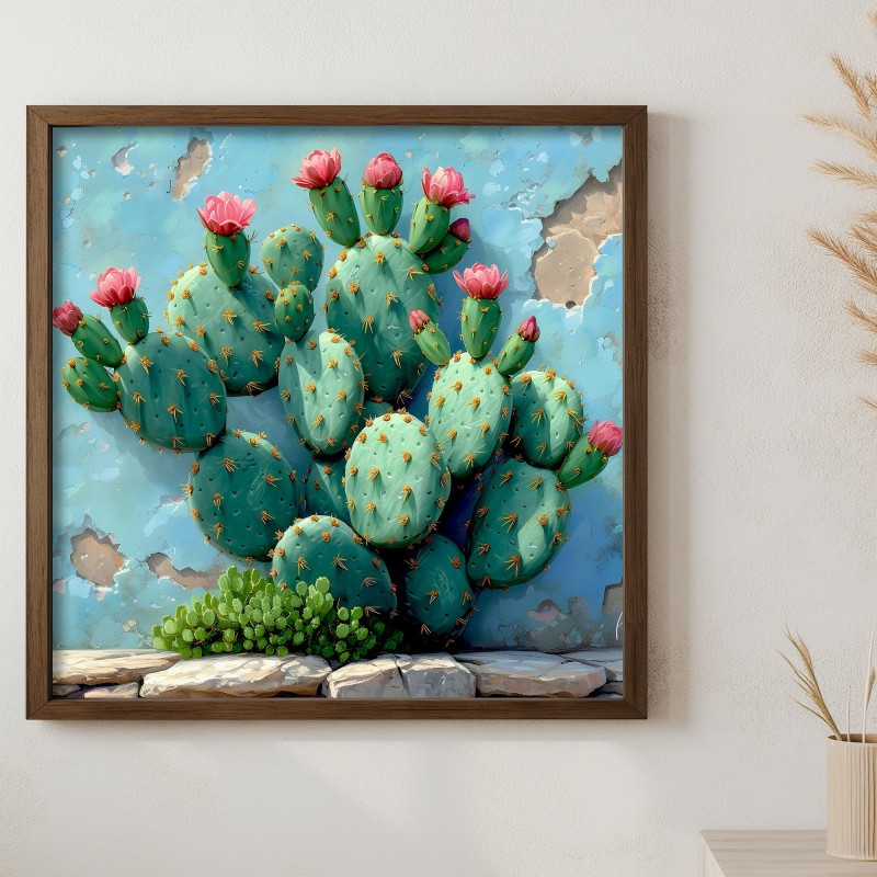 17687_0-800x800 Πίνακας Cactus MDF με κορνίζα 50 x 50 εκ ed17687 - Image 1