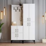 Έπιπλο εισόδου Berlin άσπρο μελαμίνη μεταλλικά πόδια 120x35x200εκ ed1775