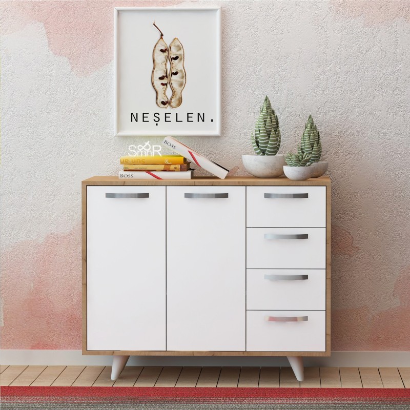 1784_0-800x800 Μπουφέ Libra oak λευκή μελαμίνη 100x35x82cm ed1784 - Image 1