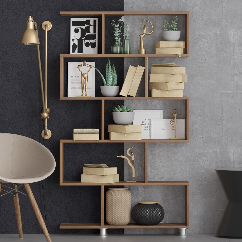 1806_0-800x800 Βιβλιοθήκη Loto καρυδί χρώμα 90x20x156cm ed1806 - Image 1