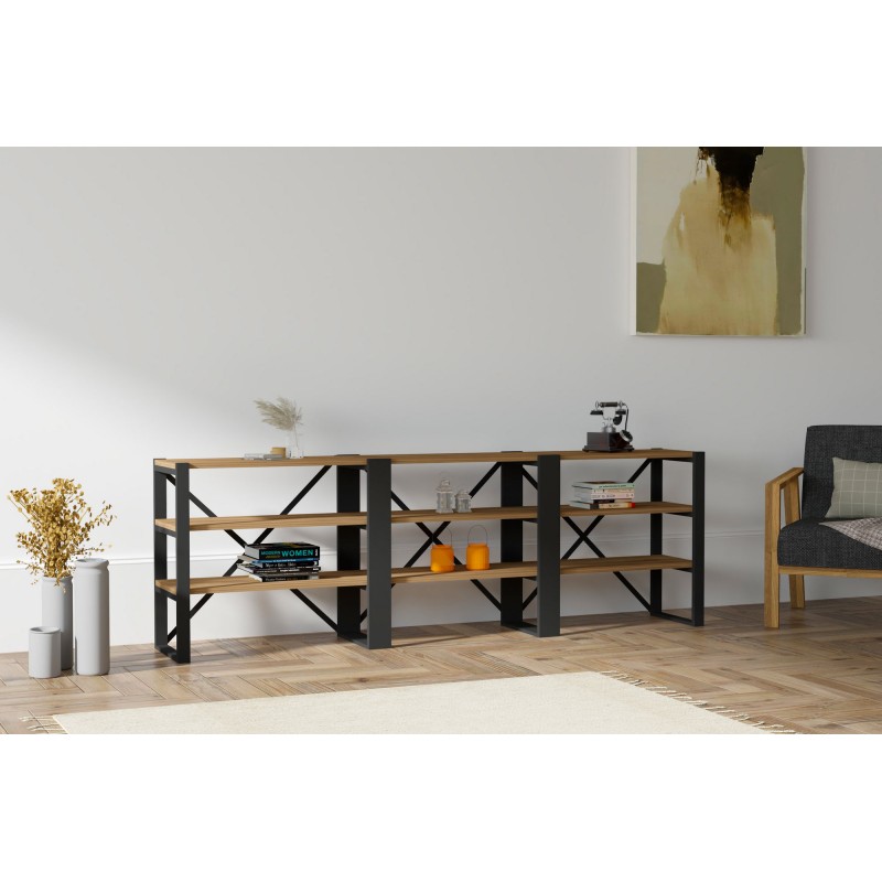 1833_0-800x800 Κονσόλα Brescia καρυδί μαύρο 210x32x58 5cm ed1833 - Image 1