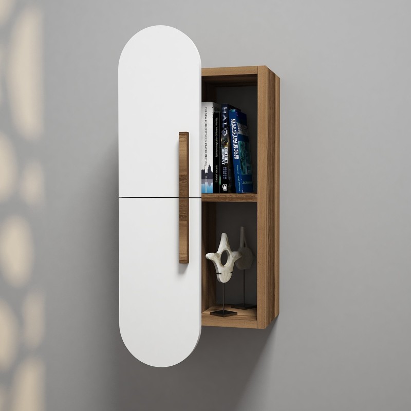 1839_0-800x800 Ραφιέρα τοίχου Rose καρυδί λευκό μελαμίνη 35x22x60cm ed1839 - Image 1