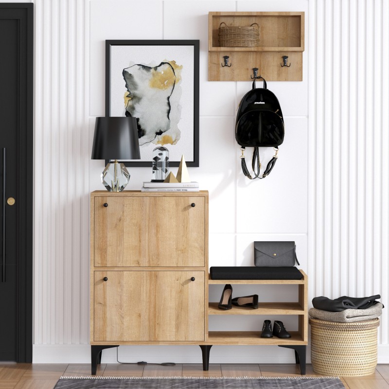 183_0-800x800 Έπιπλο εισόδου Bred δρυς μελαμίνη με μαξιλάρι και κρεμάστρα 110x35x92εκ ed183 - Image 1