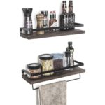 Ραφιέρα Voe μαύρο καρυδί μελαμίνη μεταλλική βάση 40x2x7εκ ed1878