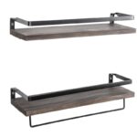 Ραφιέρα Voe μαύρο καρυδί μελαμίνη μεταλλική βάση 40x2x7εκ ed1878 - Image 4