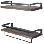 Ραφιέρα Voe μαύρο καρυδί μελαμίνη μεταλλική βάση 40x2x7εκ ed1878 - Image 3