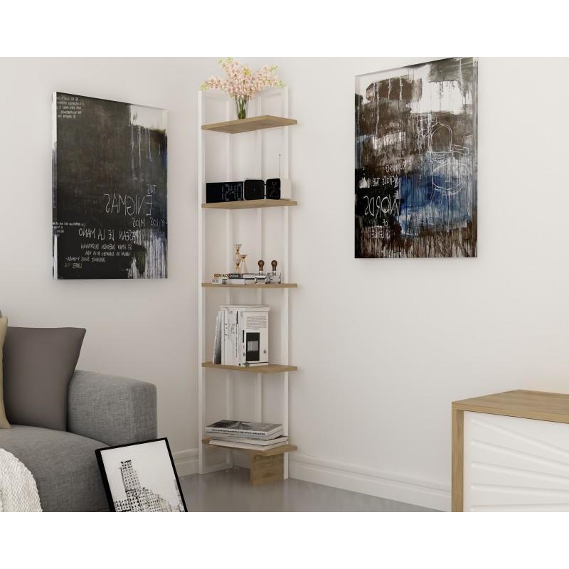 1882_0-800x800 Βιβλιοθήκη Alice άσπρο μελαμίνη μεταλλικός σκελετός 45x22x180εκ ed1882 - Image 1