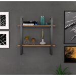 Ράφι τοίχου Buba Sapphire Oak μαύρη μελαμίνη 70x22cm ed1883 - Image 3