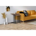 Τραπεζάκια σαλονιού set Roma χρώμα pine μαύρο μελαμίνη μέταλλο 40x61 8cm ed1894