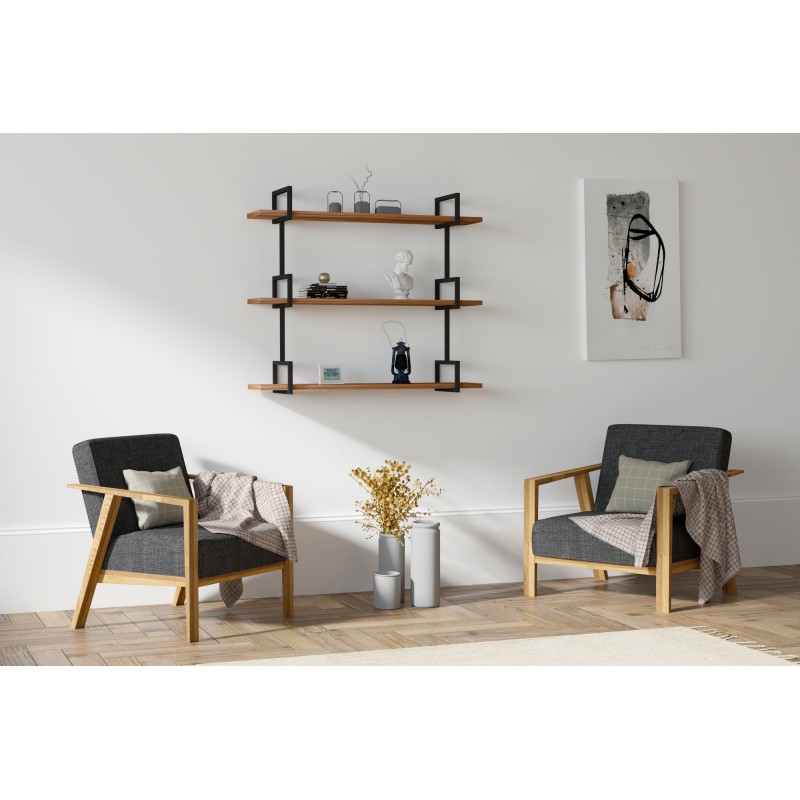 189_0-800x800 Ραφιέρα Uras καρυδί πεύκο μεταλλικά πόδια 90x22 5x76εκ ed189 - Image 1