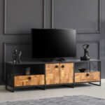 Έπιπλο tv Masa ανθρακί χρώμα μελαμίνη 180x41x50cm ed1907 - Image 5