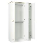 Ντουλάπα τρίφυλλη Ravenna άσπρη χρυσή μελαμίνη 105x47 2x194cm ed1915 - Image 4