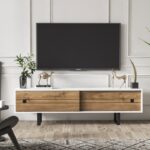 Έπιπλο τηλεόρασης Fiona καρυδί λευκό χρώμα 180x35x51 2cm ed1924