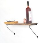 Ραφιέρα Sol καρυδί μαύρο ξύλο μεταλλικό πλαίσιο 60x14x20εκ ed1956