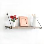 Ραφιέρα Sol καρυδί μαύρο ξύλο μεταλλικό πλαίσιο 60x14x20εκ ed1956 - Image 5