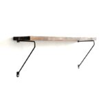 Ραφιέρα Sol καρυδί μαύρο ξύλο μεταλλικό πλαίσιο 60x14x20εκ ed1956 - Image 4