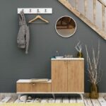 Έπιπλο εισόδου Vitto δρυς άσπρο μελαμίνη με κρεμάστρα 120x30x76εκ ed2029 - Image 4