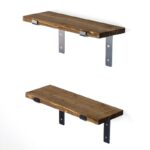 Ραφιέρα Lam καρυδί μαύρο ξύλο μεταλλική βάση 40x14x16εκ ed2032 - Image 5