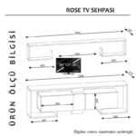 Σύνθετο τηλεόρασης Rose άσπρο καρυδί μελαμίνη 180x52 6x31 6εκ ed2040 - Image 2